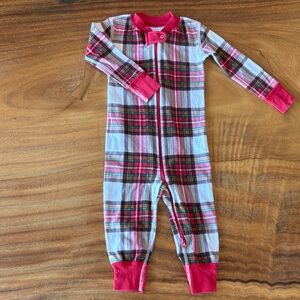 Hanna Andersson double zip Red and White Plaid Footie